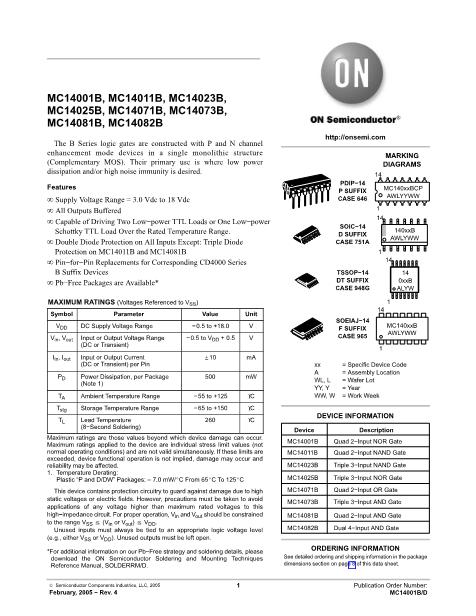 MC14073B Datasheet_PDF文件下载_芯片资料查询_维库电子市场网