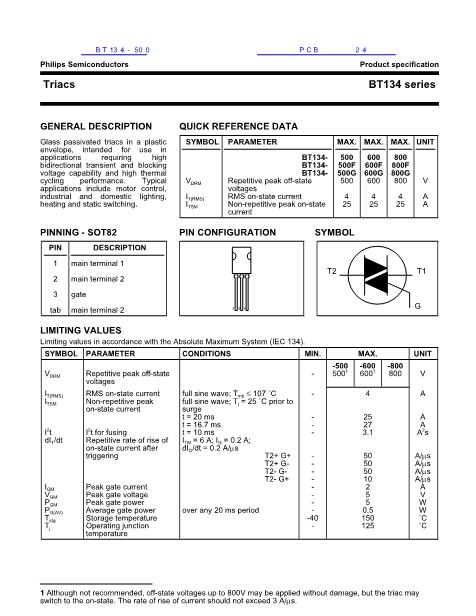 bt134-500 datasheet