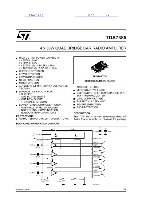 tda7385 datasheet_pdf文件下载_芯片资料查询_维库