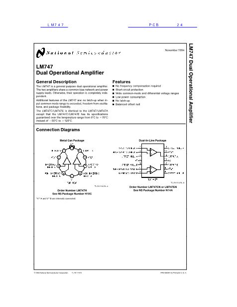 LM747 Datasheet_PDF文件下载_芯片资料查询_维库电子市场网