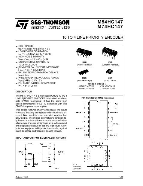 m74hc147 datasheet