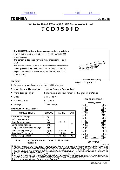 TCD1501 Datasheet PDF文件下载 芯片资料查询 维库电子市场网