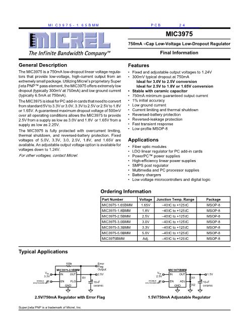 MIC3975-1.65BMM Datasheet_PDF文件下载_芯片资料查询_维库电子市场网