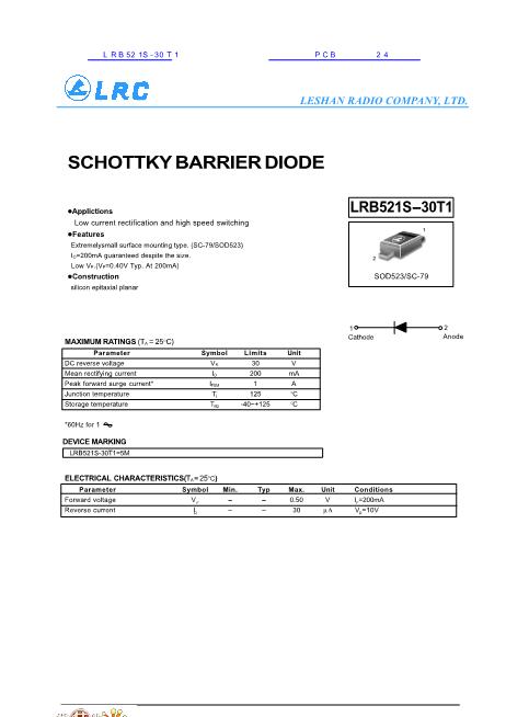 LRB521S 30T1 Datasheet PDF文件下载 芯片资料查询 维库电子市场网