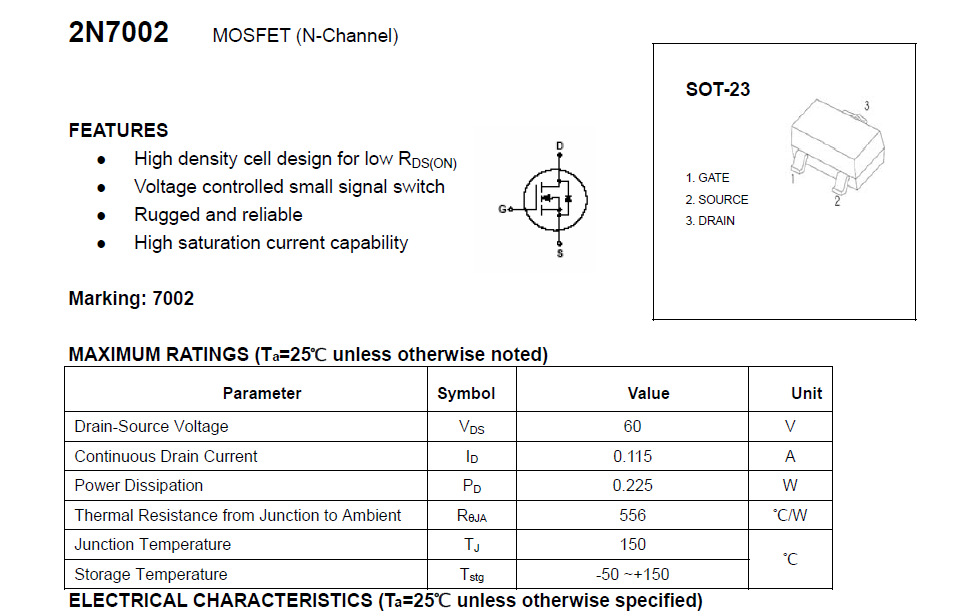 2n7002k(702) sot-23场效应管