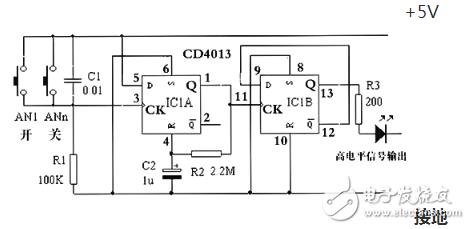 CD4013集成电路信号传送特性及应用电路