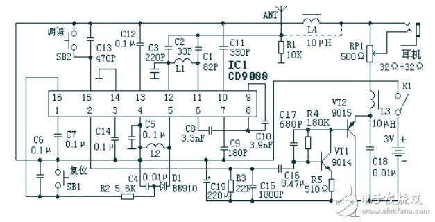 cd9088电路原理及调试方法 基于CD9088的收音机电路图