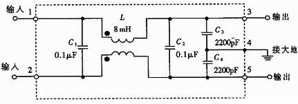 电路分析：电磁干扰滤波器原理图