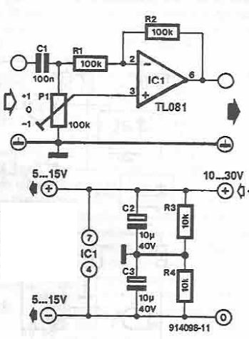 TL081增益抑制选择器电路