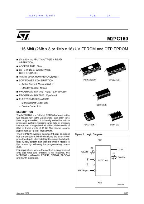 M27C160-100F1数据手册封面