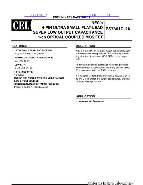 PS7801C-1A数据手册封面
