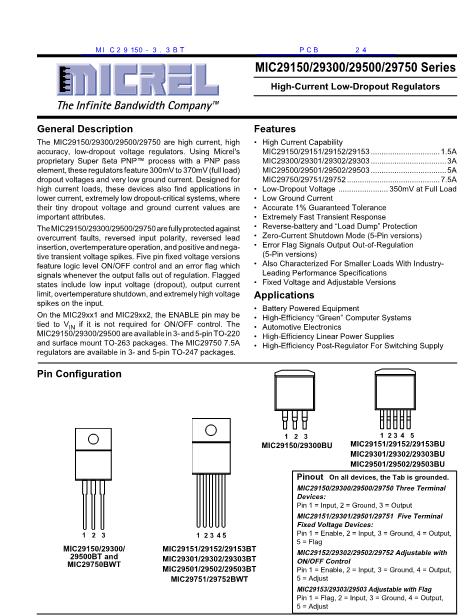 MIC29150-3.3BT数据手册封面