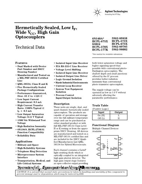 HCPL-5700-600数据手册封面