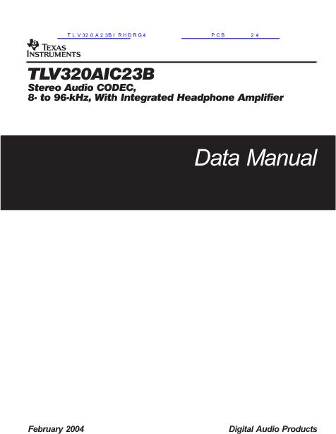 TLV320A23BIRHDRG4数据手册封面