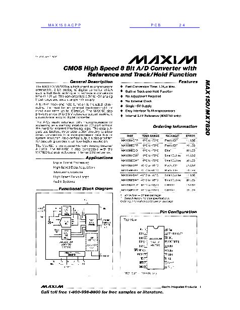 MAX150ACPP数据手册封面