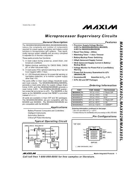 MAX690ACPA数据手册封面