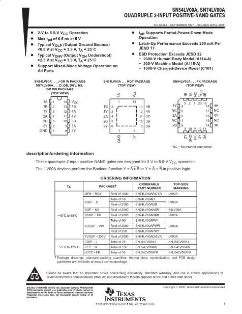 SN74LV00ADGVRE4數(shù)據(jù)手冊(cè)封面