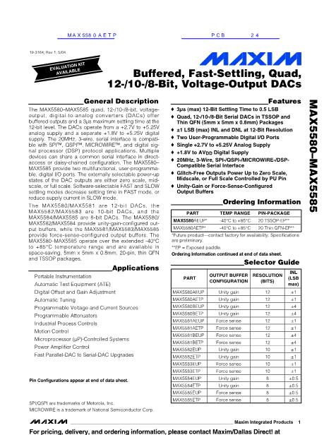MAX5580AETP数据手册封面