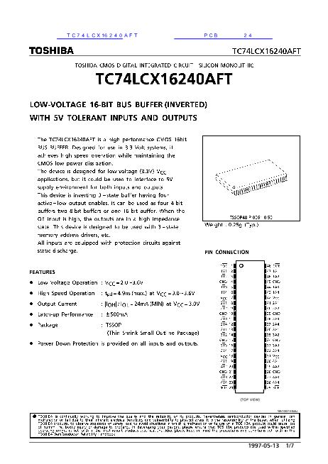 TC74LCX16240AFT数据手册封面