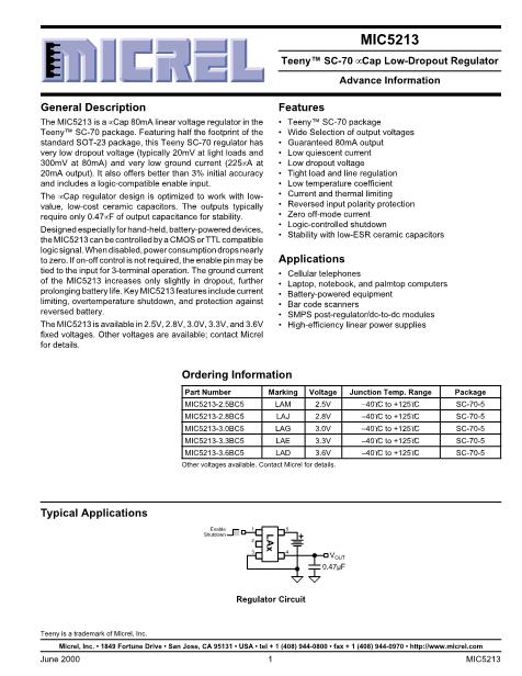MIC5213-3.0BC5数据手册封面
