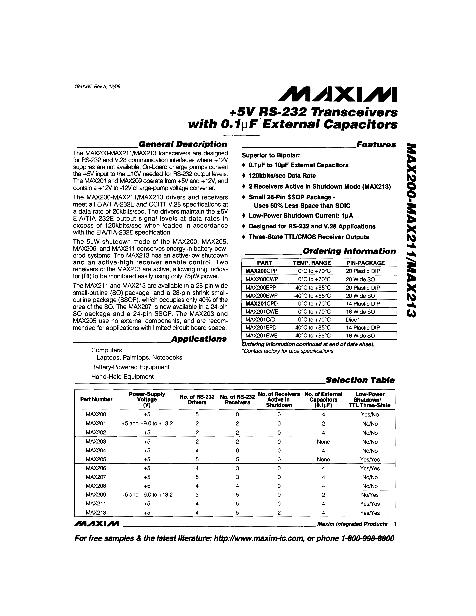 MAX200CWP数据手册封面