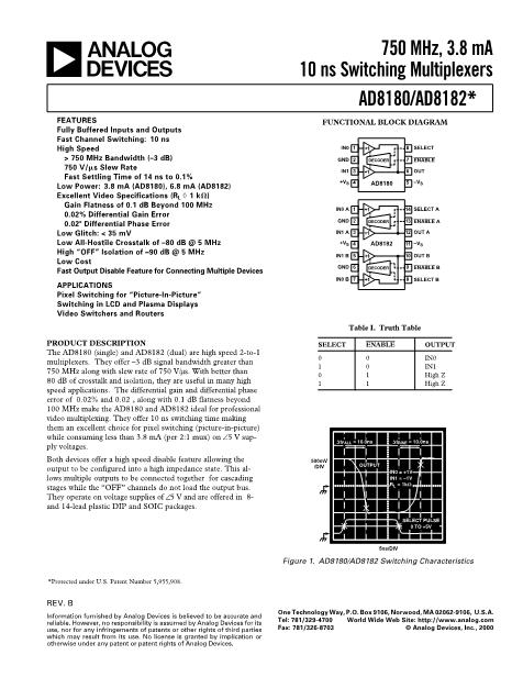 AD8180-EB数据手册封面