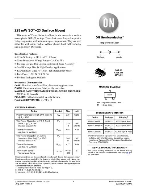 BZX84C10ET1数据手册封面