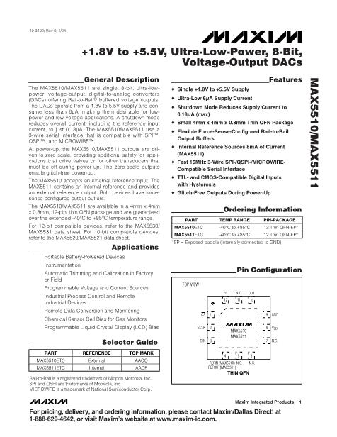 MAX5510ETC数据手册封面