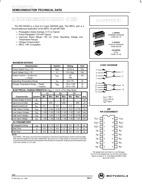 MC10H209數(shù)據(jù)手冊封面