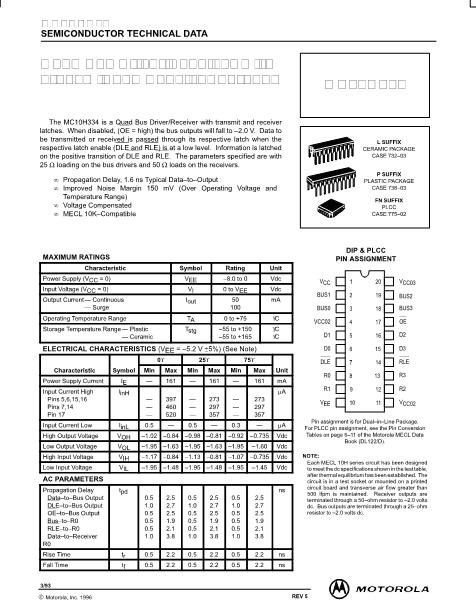 MC10H334數(shù)據(jù)手冊封面