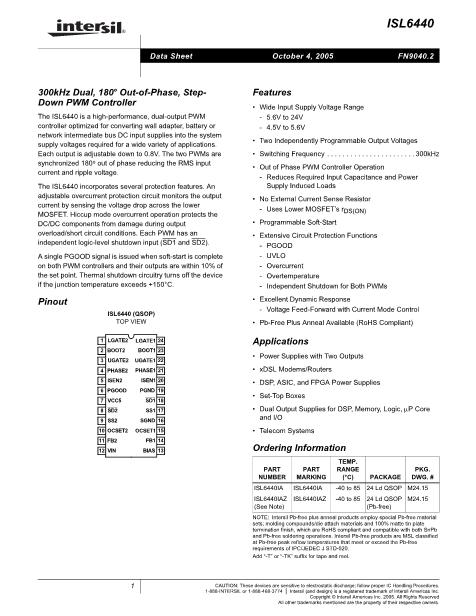 ISL6440IAZ數(shù)據(jù)手冊封面