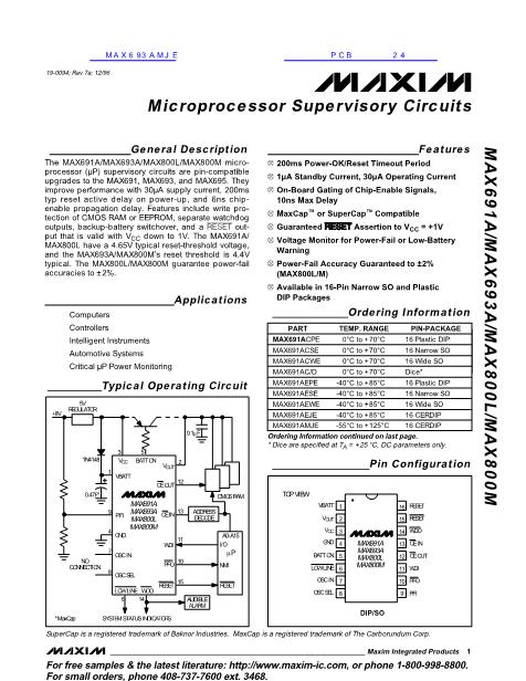 MAX691ACSE数据手册封面