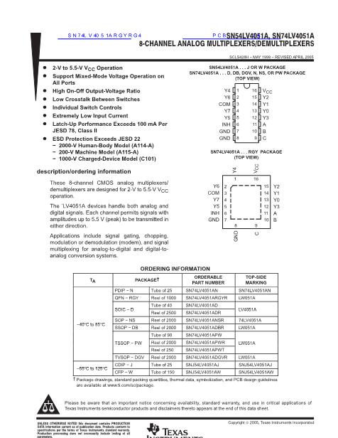 SN74LV4051ADB數(shù)據(jù)手冊封面