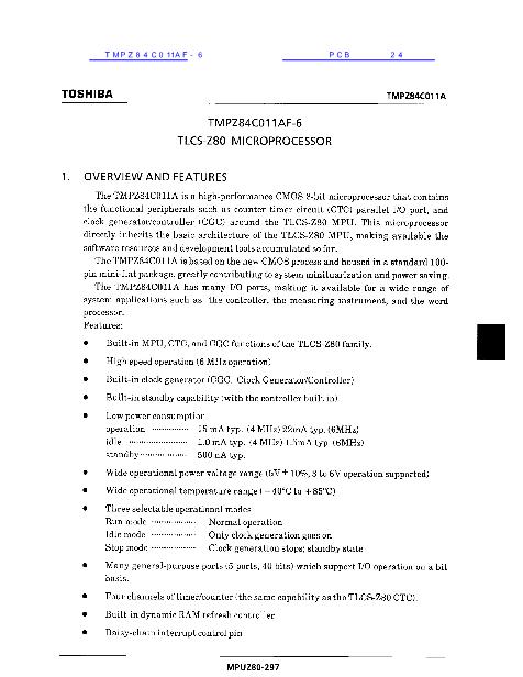TMPZ84C011AF-6数据手册封面
