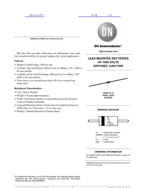 1N4001FF數(shù)據(jù)手冊封面
