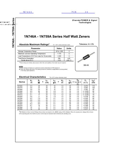 1N746A数据手册封面