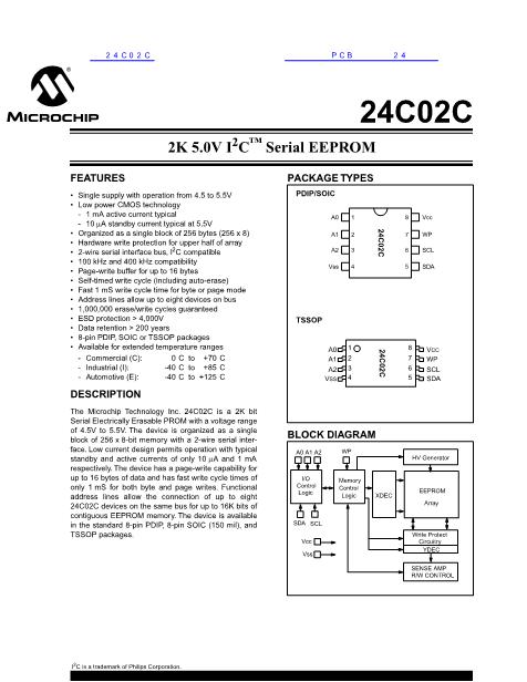 24C02C数据手册封面