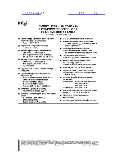 28F200BL-TB数据手册封面