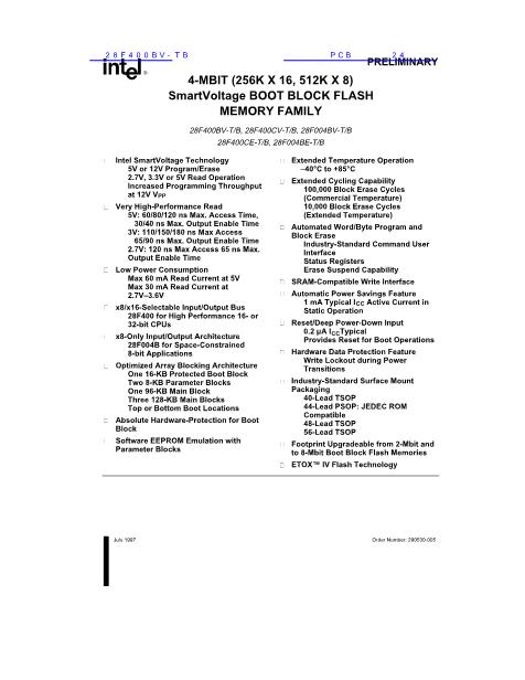 28F400BV-TB数据手册封面