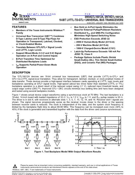 SN74GTL16612ADGG數(shù)據(jù)手冊封面