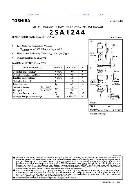 2SA1244數(shù)據(jù)手冊(cè)封面