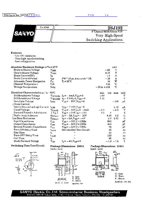 2SJ192數(shù)據(jù)手冊封面