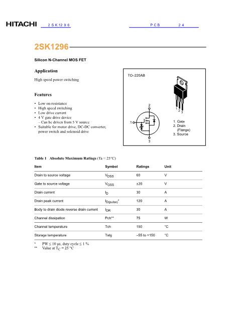 2SK1296数据手册封面