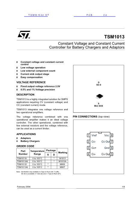 TSM1013AIDT数据手册封面