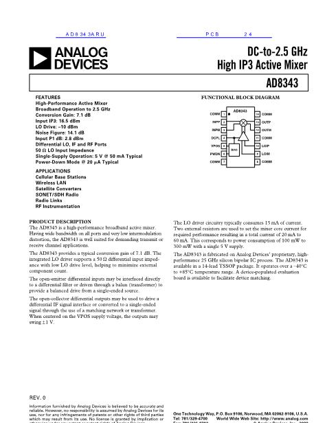 AD8343ARU數(shù)據(jù)手冊(cè)封面