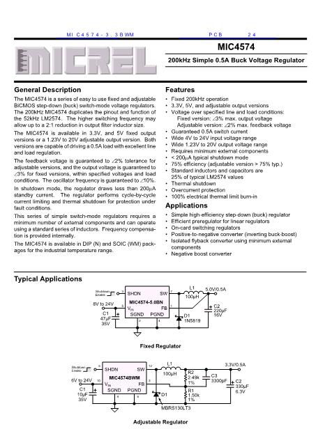 MIC4574-3.3BWM数据手册封面