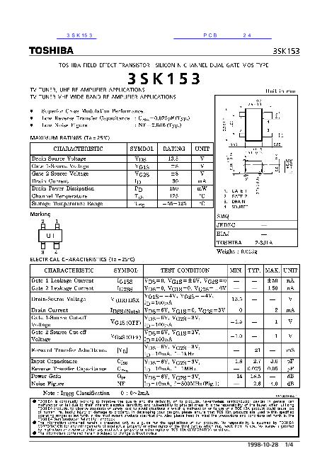 3SK153数据手册封面