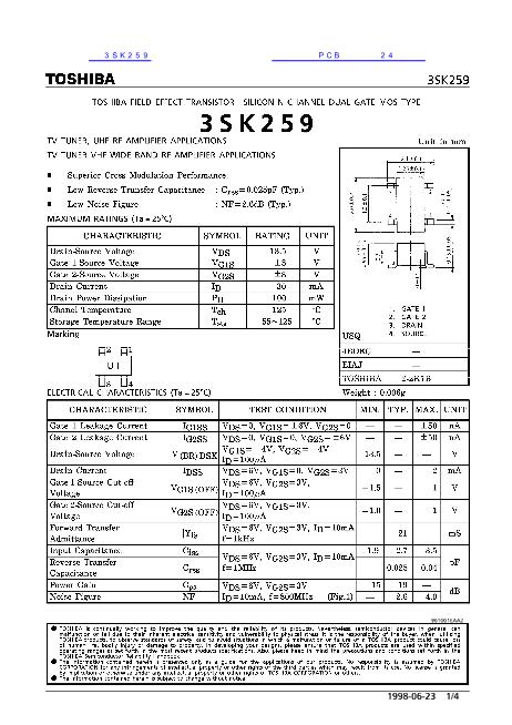 3SK259数据手册封面