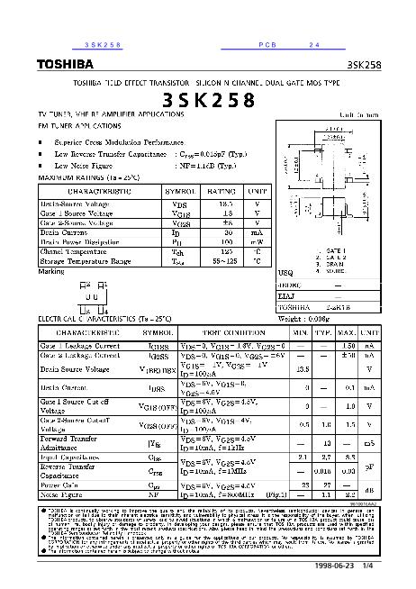 3SK258数据手册封面