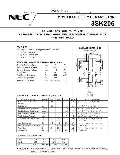 3SK206数据手册封面